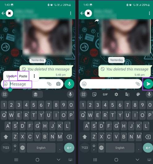 نحوه ارسال پیام خالی در WhatsApp 3