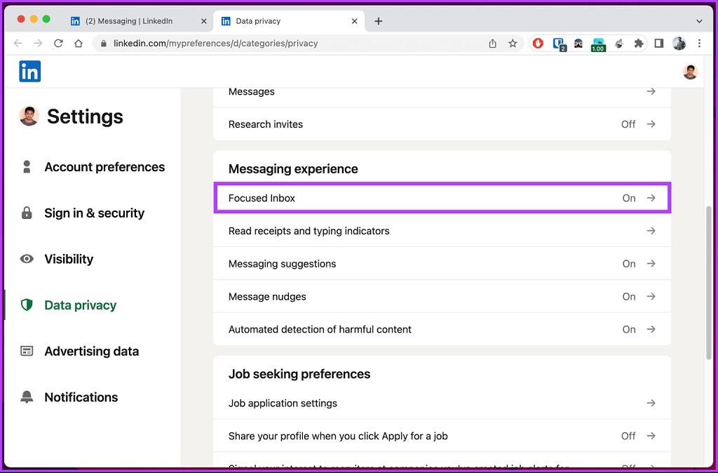 چگونه صندوق ورودی متمرکز LinkedIn Desktop را غیرفعال کنیم