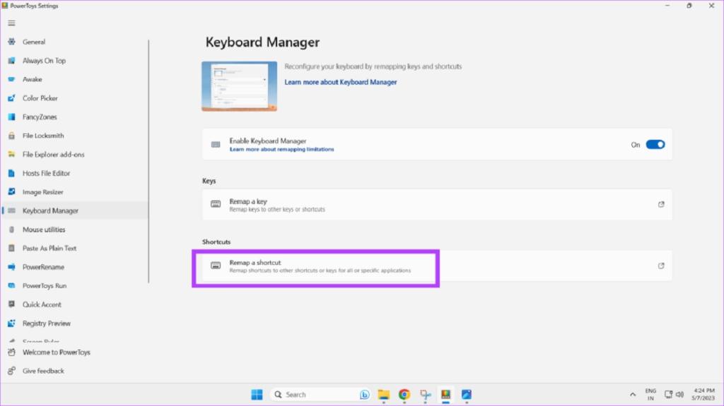 Промяна на оформлението на клавишните комбинации в Windows 11