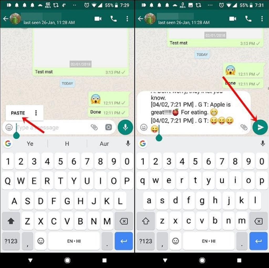 نحوه فوروارد پیام های واتس اپ با نام فرستنده و زمان