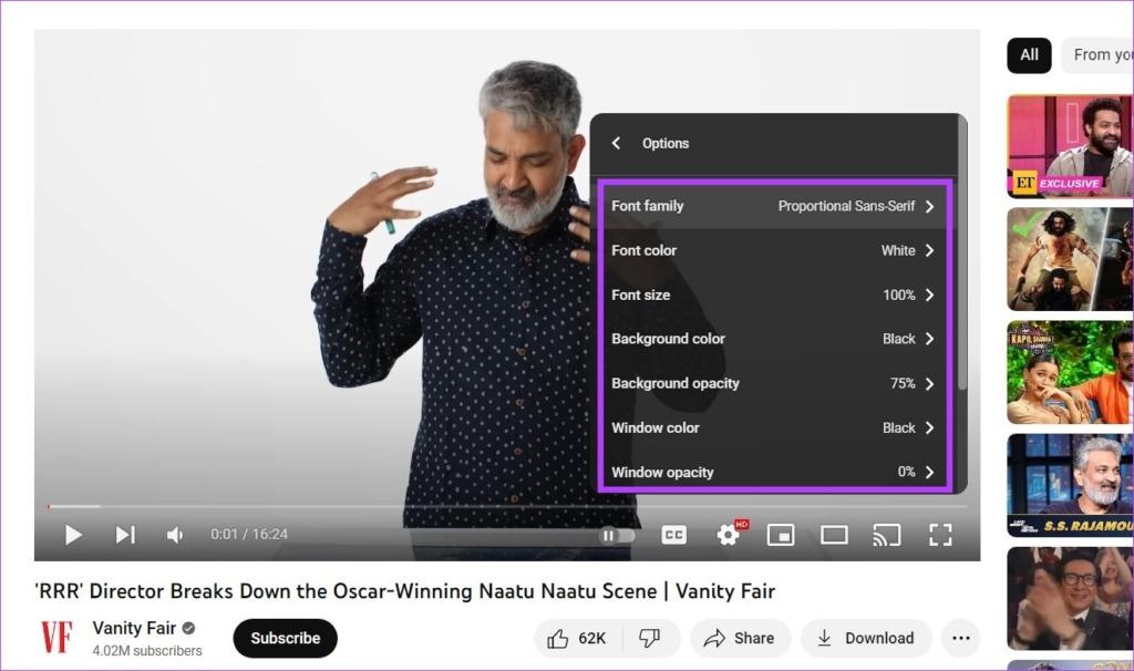 نحوه تغییر تنظیمات پیش فرض زیرنویس در YOUTUBE 5