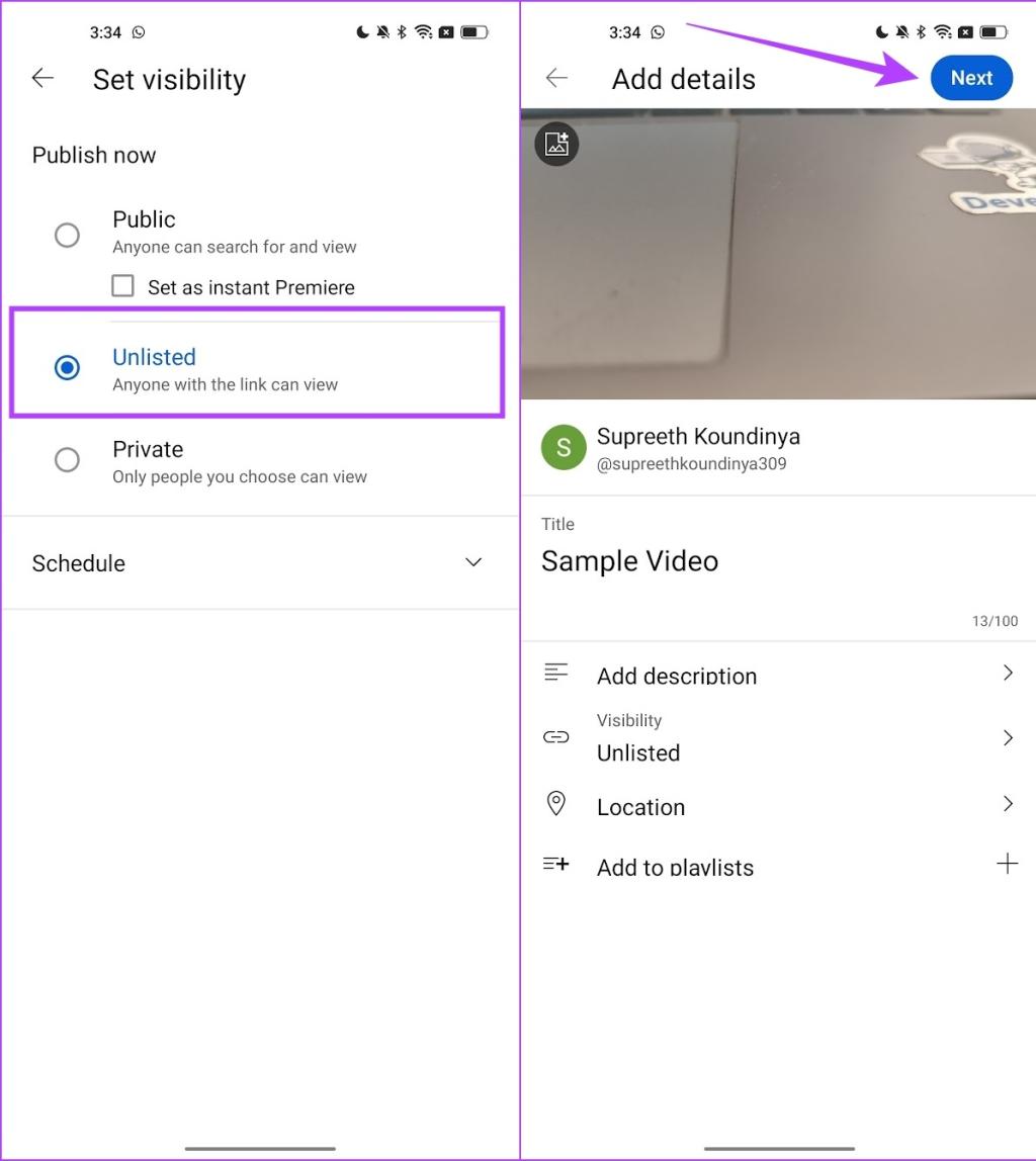 یک ویدیوی فهرست نشده را در برنامه YouTube در iPhone و Android آپلود کنید