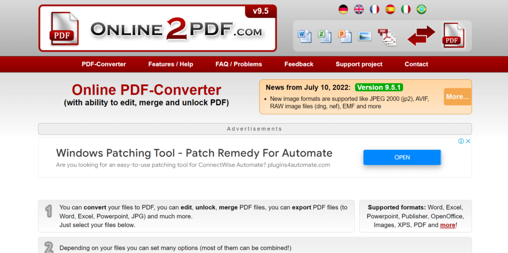 بهترین مبدل های PDF به Word: برنامه Online2PDF