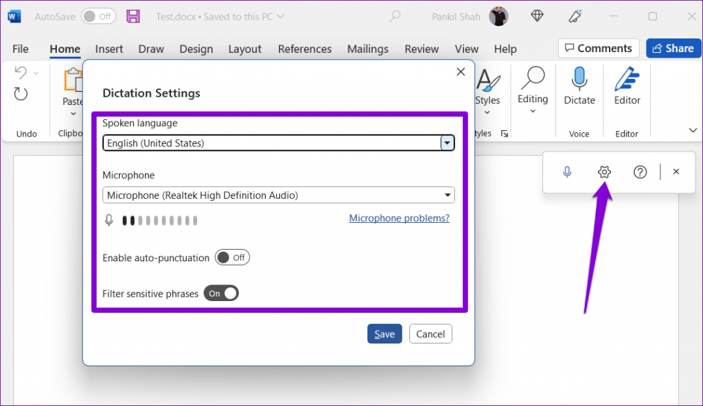 نحوه استفاده از ابزار دیکته در Microsoft Word برای PC یا Mac3