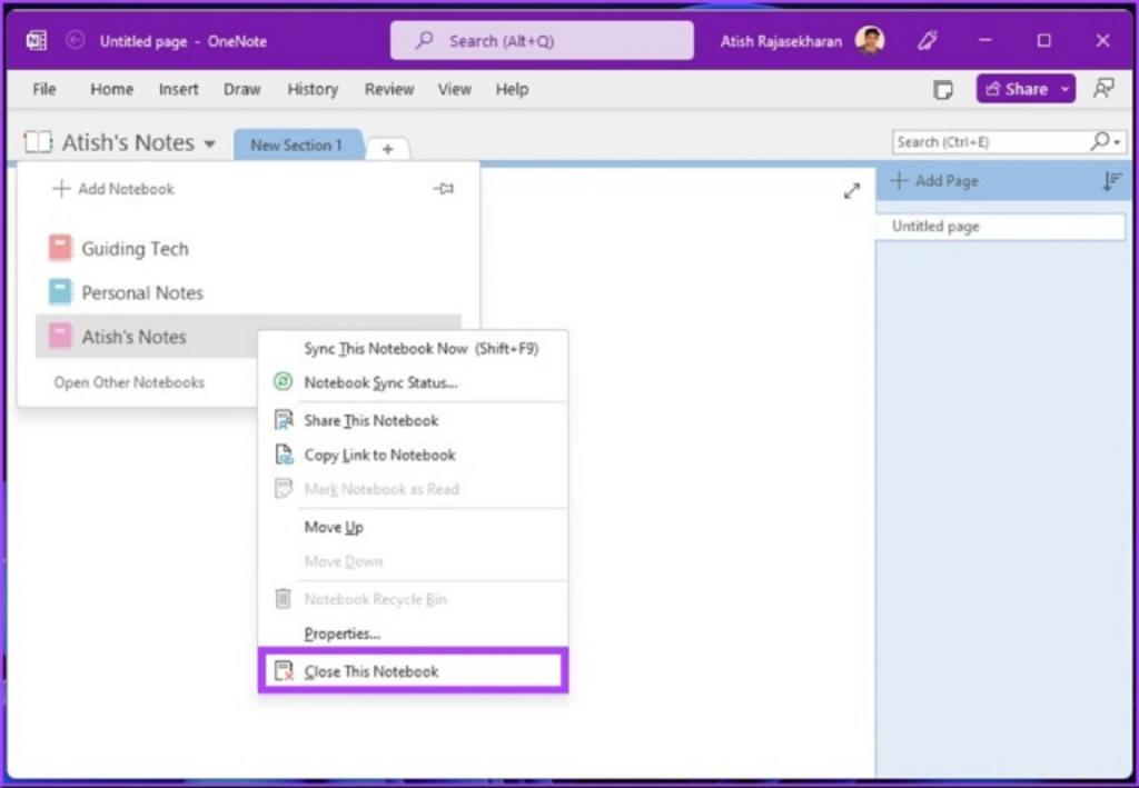 چگونه یادداشتی را در OneNote بدون حذف حذف کنم؟