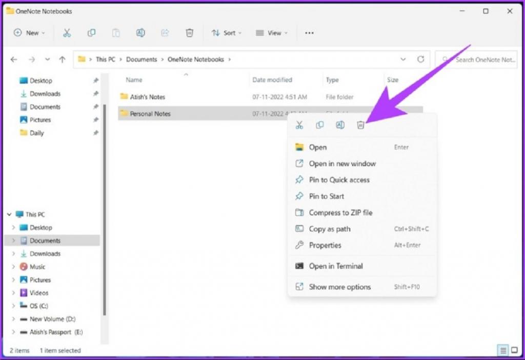 نحوه حذف یادداشت ها در OneNote برای ویندوز