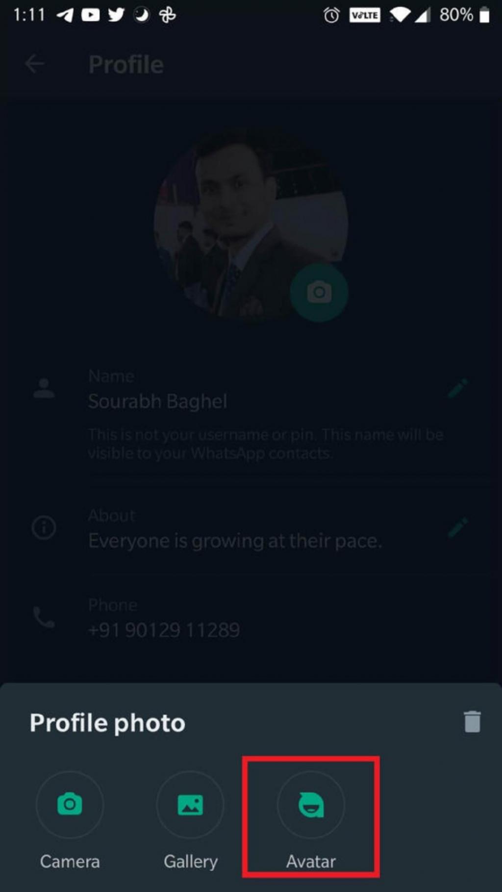 نحوه استفاده از آواتار واتس اپ به عنوان عکس پروفایل واتس اپ