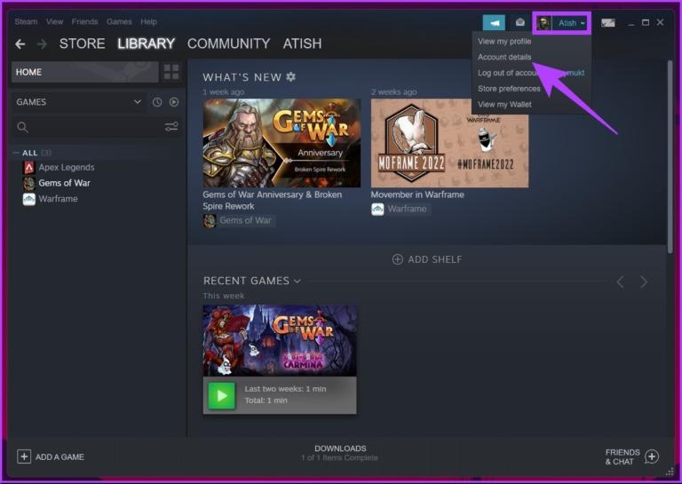 نحوه خروج از حساب Steam 2