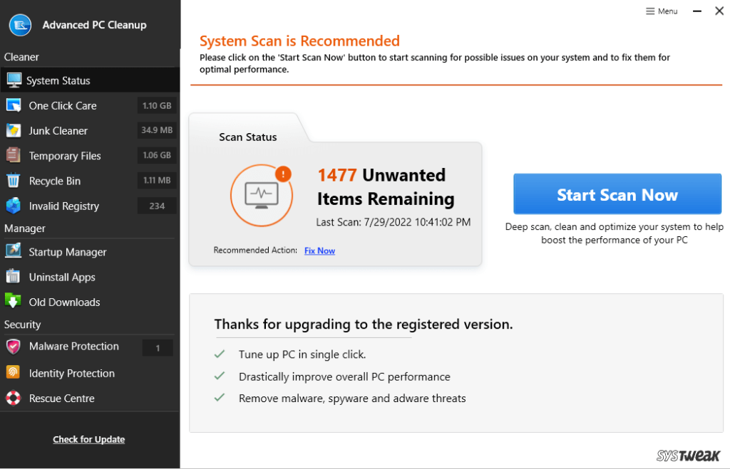 برنامه Advanced pc cleanup