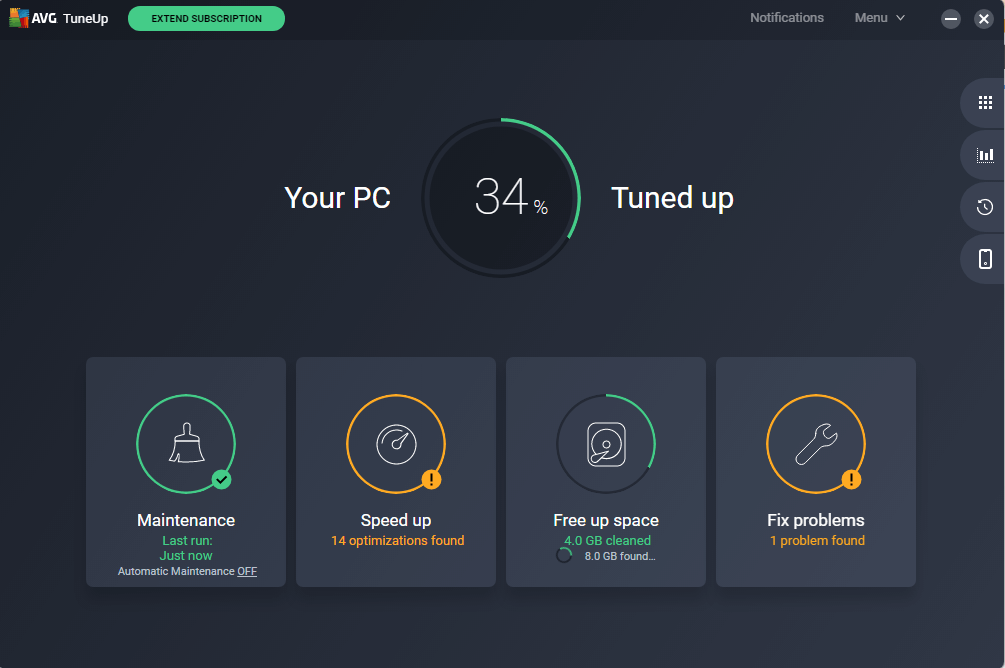 برنامه AVG TuneUp