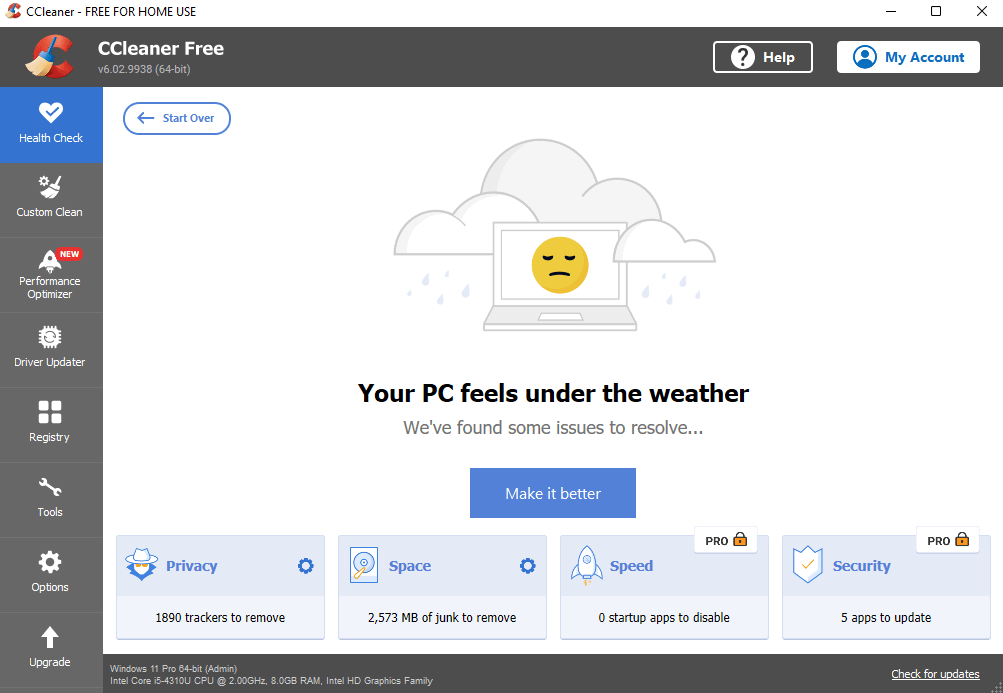 برنامهPiriform CCleaner