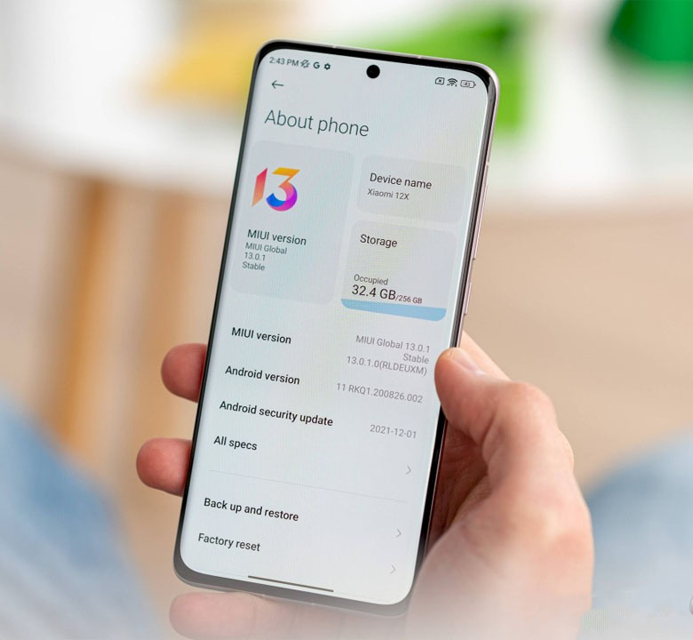 نرم افزار در شیائومی 12X