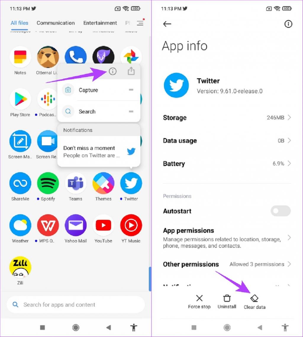 Изчистване на кеша и данните на приложението (само за Android)
