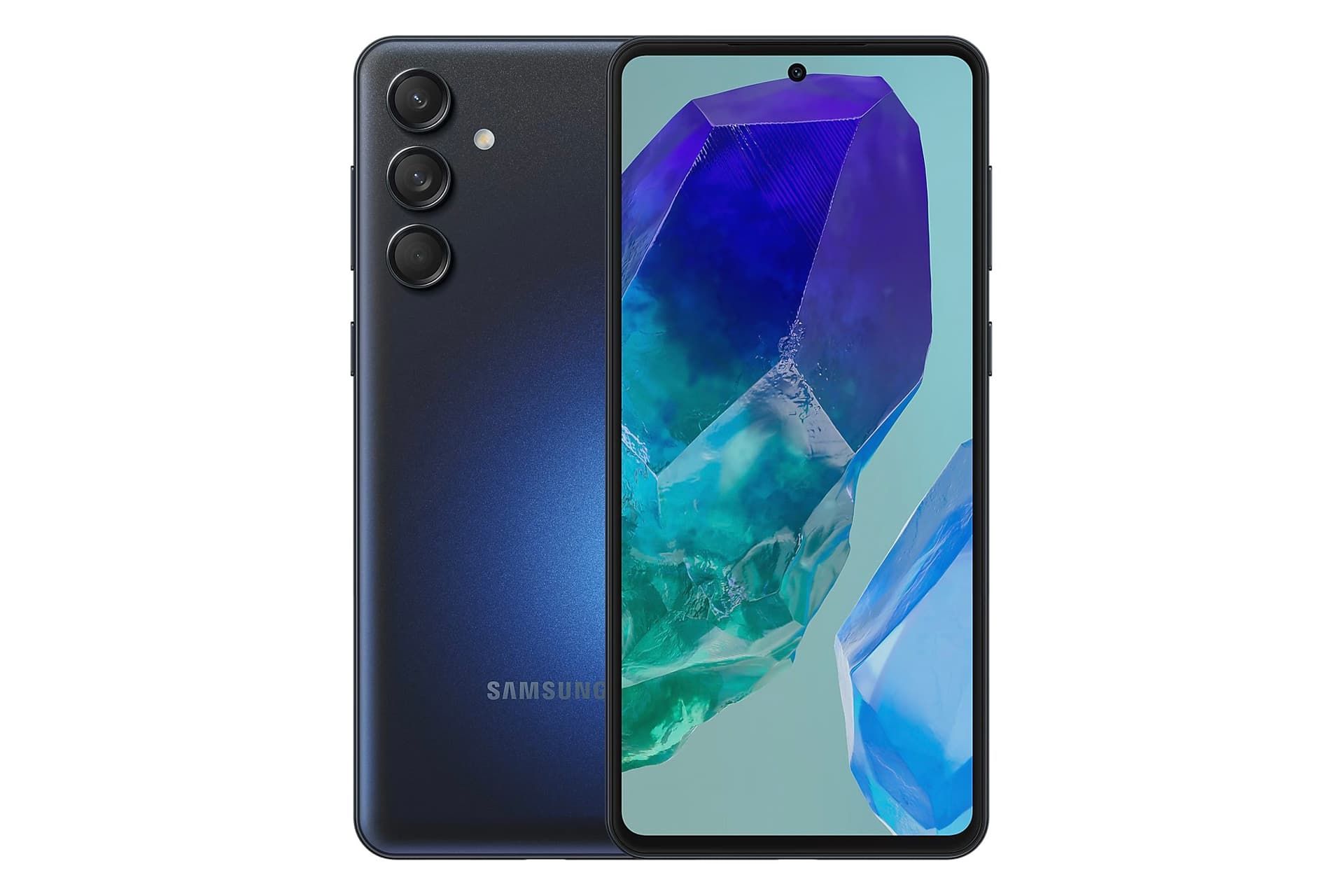 Samsung Galaxy M55 آبی تیره جلو و پشت