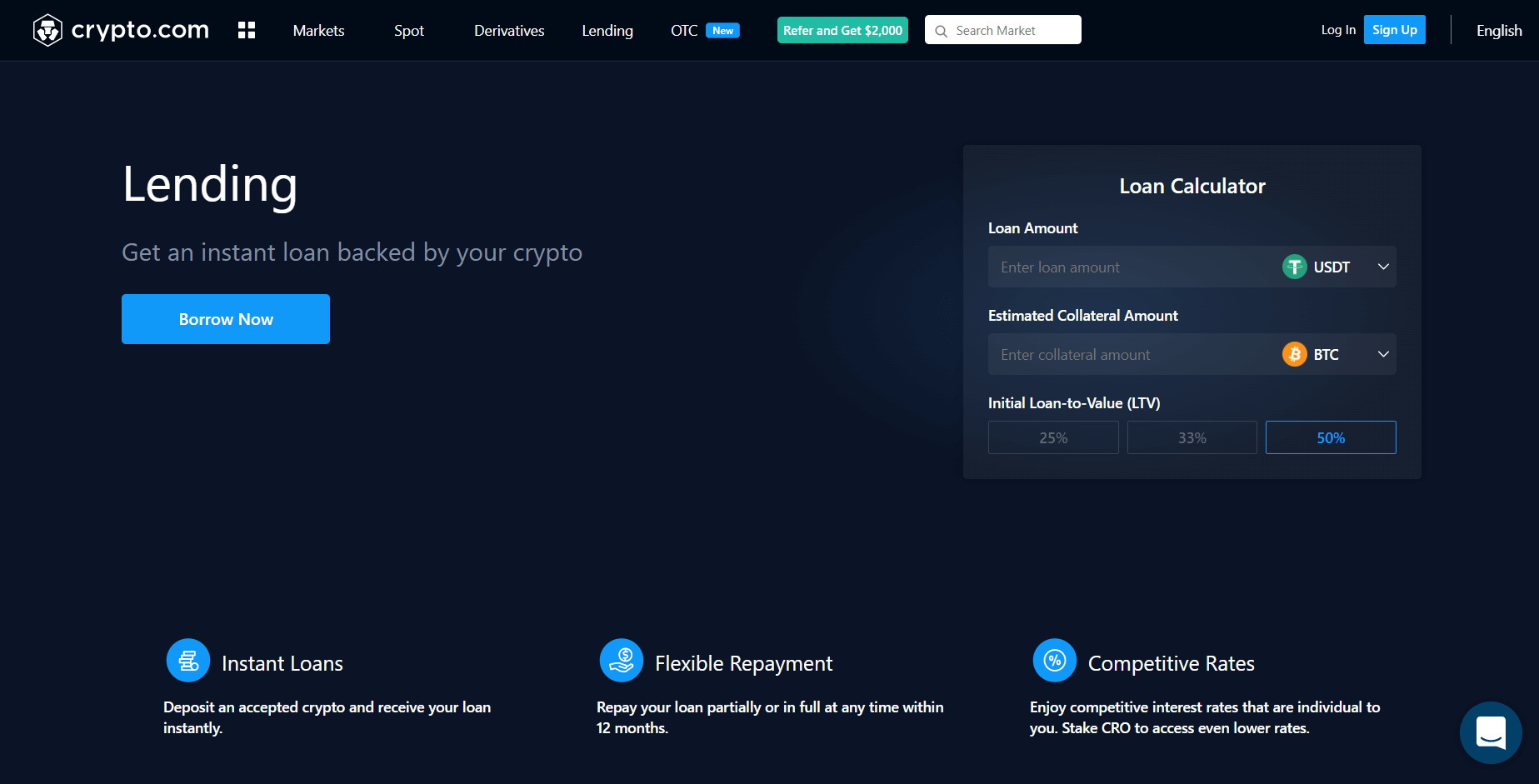 پلتفرم وام دهی crypto.com