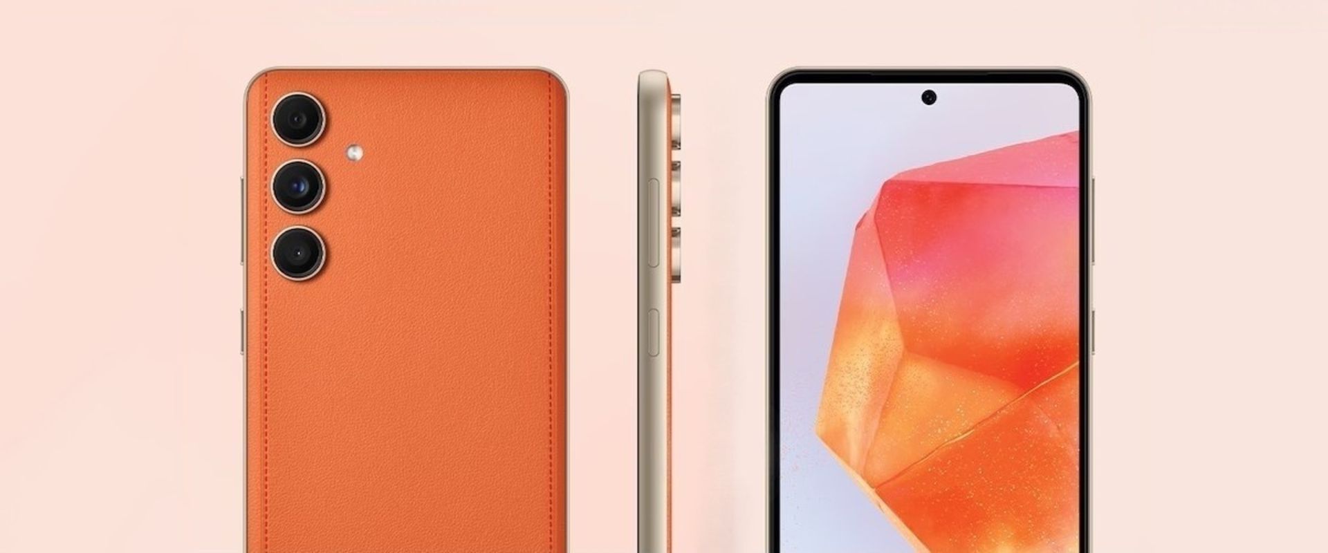 نمای جلو، پشت و کناری گوشی نارنجی Samsung Galaxy C55